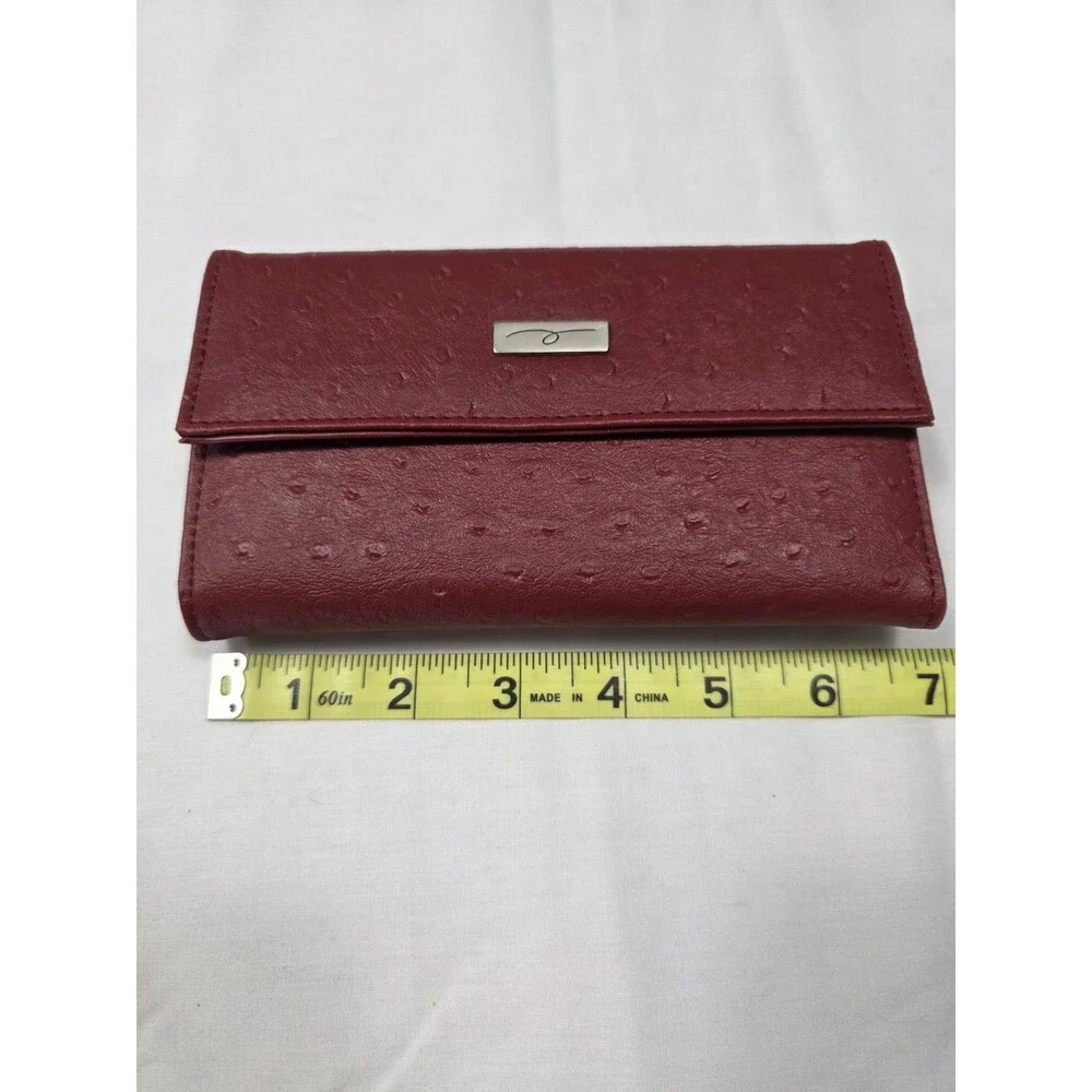 Vintage Guang Tong Red Ostrich trifold wallet